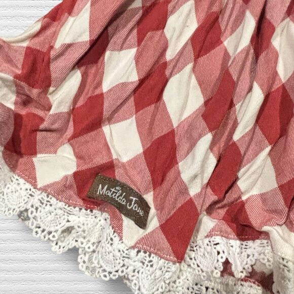 Matilda Jane Just Imagine Kassidy Plaid Twill Ruffle Dress Girls 10 Gingham Red - Picture 6 of 7